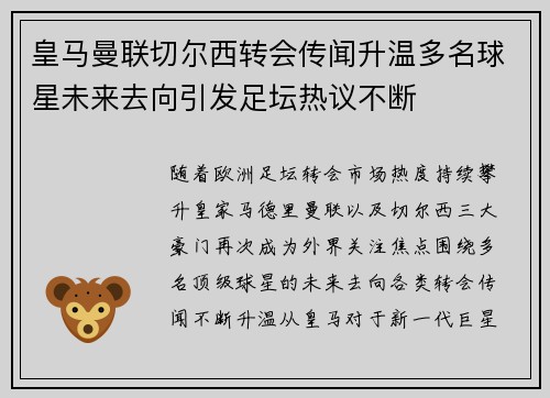 皇马曼联切尔西转会传闻升温多名球星未来去向引发足坛热议不断